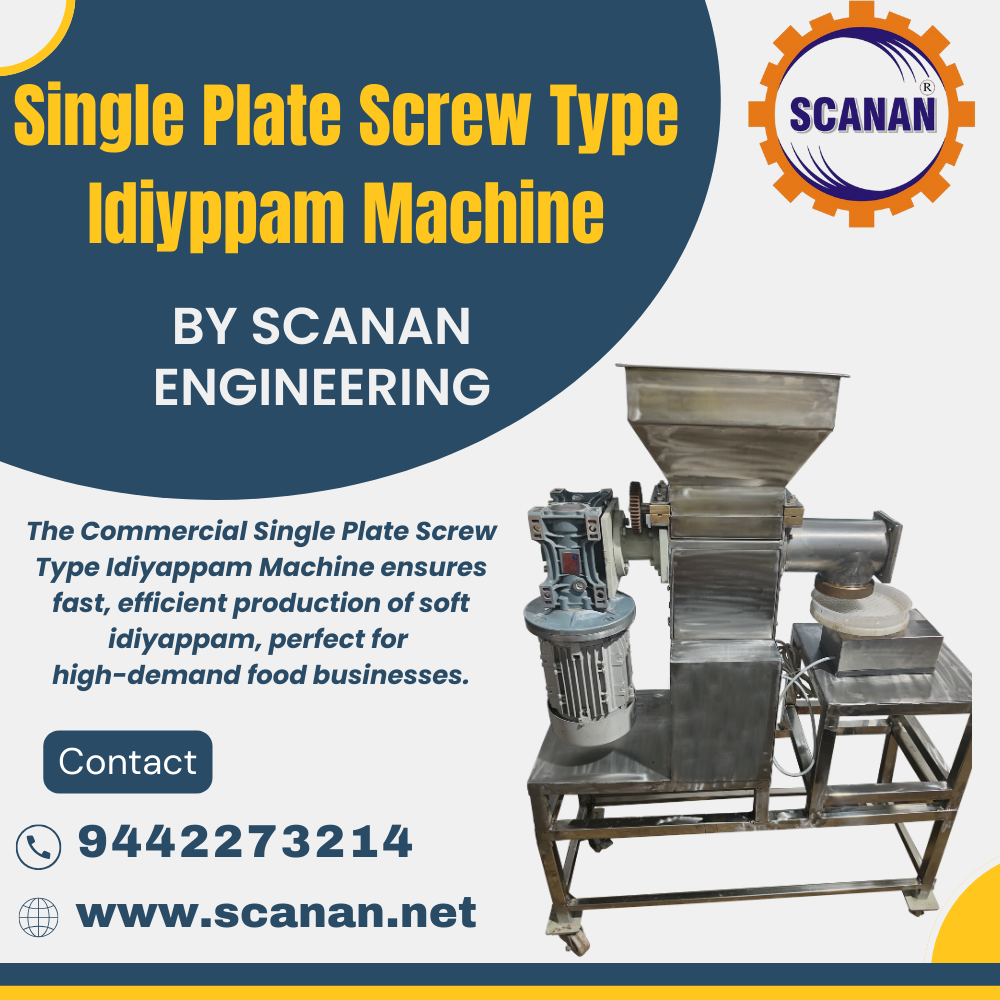 Single Plate Screw Type idiyappam Machine Manufacturer